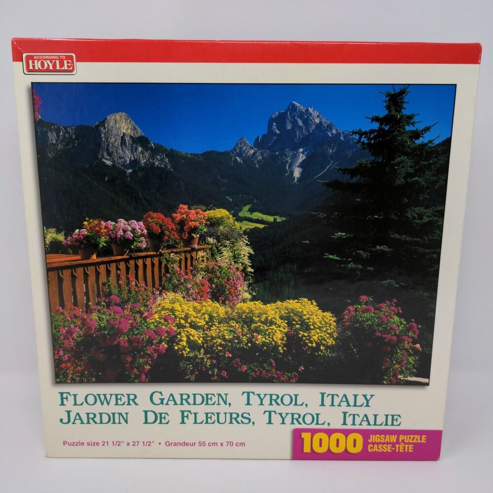 1000-Piece Hoyle Flower Garden & Mountains Tyrol, Italy Jigsaw Puzzle 2001 *READ